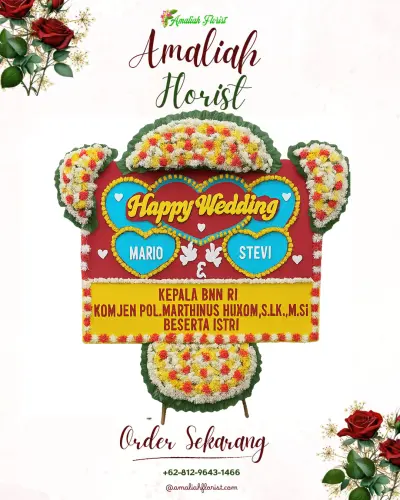 Karangan Papan Bunga Pernikahan di Argasari